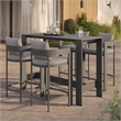 Modway Tahoe 5-Piece Outdoor Bar Table Set in Gray