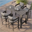 Modway Tahoe 5-Piece Outdoor Bar Table Set in Gray