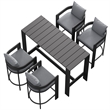 Modway Tahoe 5-Piece Outdoor Bar Table Set in Gray