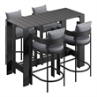 Modway Tahoe 5-Piece Outdoor Bar Table Set in Gray