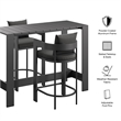 Modway Tahoe 3-Piece Outdoor Aluminum Bar Table Set in Charcoal