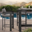 Modway Tahoe 3-Piece Outdoor Aluminum Bar Table Set in Gray
