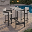 Modway Tahoe 3-Piece Outdoor Aluminum Bar Table Set in White
