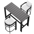 Modway Tahoe 3-Piece Outdoor Aluminum Bar Table Set in White