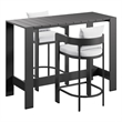 Modway Tahoe 3-Piece Outdoor Aluminum Bar Table Set in White