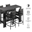 Modway Tahoe 5-Piece Outdoor Bar Table Set in Charcoal