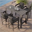 Modway Tahoe 5-Piece Outdoor Bar Table Set in Charcoal