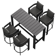 Modway Tahoe 5-Piece Outdoor Bar Table Set in Charcoal