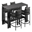 Modway Tahoe 5-Piece Outdoor Bar Table Set in Charcoal