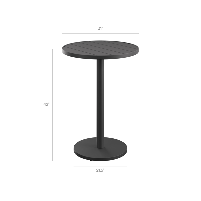 Modway Tahoe 3-Piece Outdoor Aluminum Bar Set in Charcoal