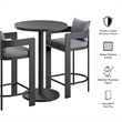 Modway Tahoe 3-Piece Outdoor Aluminum Bar Set in Gray