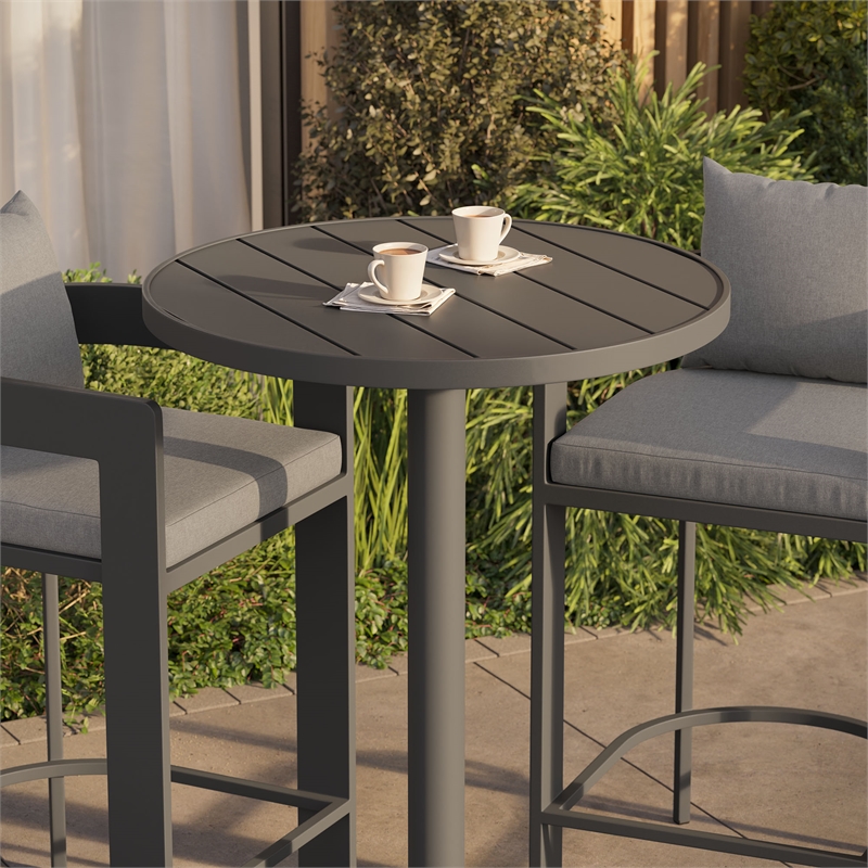 Modway Tahoe 3-Piece Outdoor Aluminum Bar Set in Gray