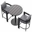 Modway Tahoe 3-Piece Outdoor Aluminum Bar Set in Gray
