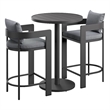 Modway Tahoe 3-Piece Outdoor Aluminum Bar Set in Gray