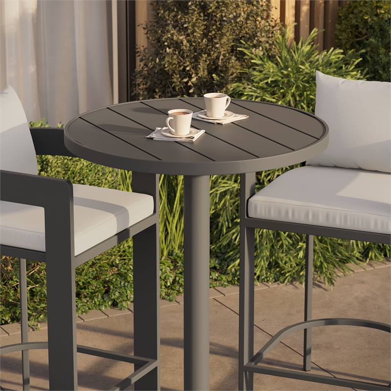 Modway Tahoe 3-Piece Outdoor Aluminum Bar Set in White