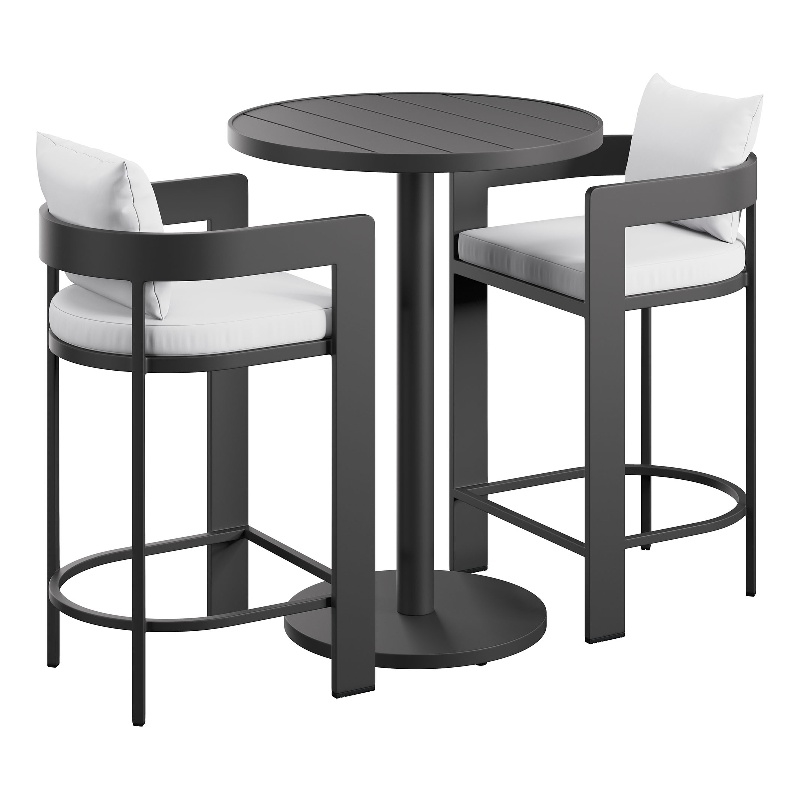 Modway Tahoe 3-Piece Outdoor Aluminum Bar Set in White