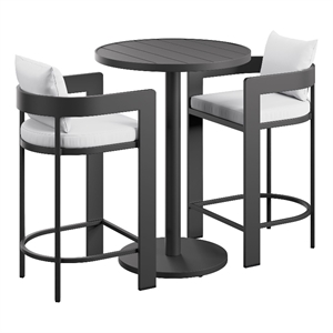 Modway Tahoe 3-Piece Outdoor Aluminum Bar Set in White