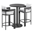 Modway Tahoe 3-Piece Outdoor Aluminum Bar Set in White