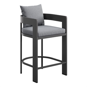 Modway Tahoe Outdoor Patio Aluminum Counter Stool in Gray