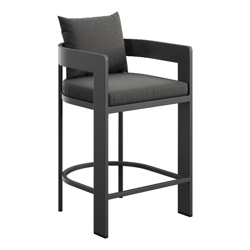 Modway Tahoe Outdoor Patio Aluminum Counter Stool in Charcoal