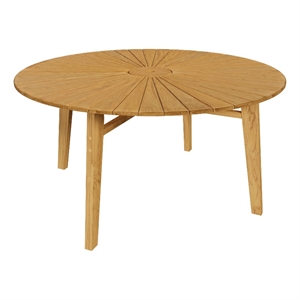 Cielo 59&quot Sunburst Outdoor Teak Dining Table in Natural