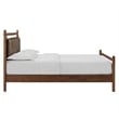 Leni King Size Vegan Leather and Wood Platform Bed Frame in Walnut Mushroom