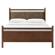 Leni King Size Vegan Leather and Wood Platform Bed Frame in Walnut Mushroom