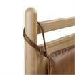 Leni King Size Vegan Leather and Wood Platform Bed Frame in Light Oak Canyon