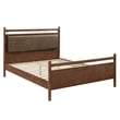 Leni Queen Size Vegan Leather and Wood Platform Bed Frame in Walnut Mushroom