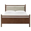 Leni Queen Size Wood Platform Bed Frame in Walnut Heathered Ivory