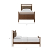 Leni Twin Size Vegan Leather and Wood Platform Bed Frame in Walnut Mushroom