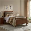 Leni Twin Size Vegan Leather and Wood Platform Bed Frame in Walnut Mushroom