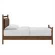Leni Twin Size Vegan Leather and Wood Platform Bed Frame in Walnut Mushroom