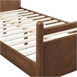 Leni Twin Size Vegan Leather and Wood Platform Bed Frame in Walnut Mushroom