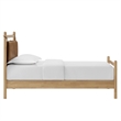 Leni Twin Size Vegan Leather and Wood Platform Bed Frame in Light Oak Canyon