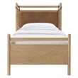 Leni Twin Size Vegan Leather and Wood Platform Bed Frame in Light Oak Canyon