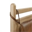 Leni Twin Size Vegan Leather and Wood Platform Bed Frame in Light Oak Canyon
