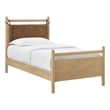 Leni Twin Size Vegan Leather and Wood Platform Bed Frame in Light Oak Canyon
