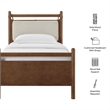 Leni Twin Size Wood Platform Bed Frame in Walnut Heathered Ivory