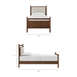 Leni Twin Size Wood Platform Bed Frame in Walnut Heathered Ivory