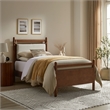 Leni Twin Size Wood Platform Bed Frame in Walnut Heathered Ivory