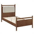 Leni Twin Size Wood Platform Bed Frame in Walnut Heathered Ivory