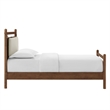 Leni Twin Size Wood Platform Bed Frame in Walnut Heathered Ivory