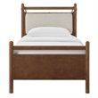 Leni Twin Size Wood Platform Bed Frame in Walnut Heathered Ivory