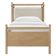 Leni Twin Size Wood Platform Bed Frame in Light Oak Heathered Ivory