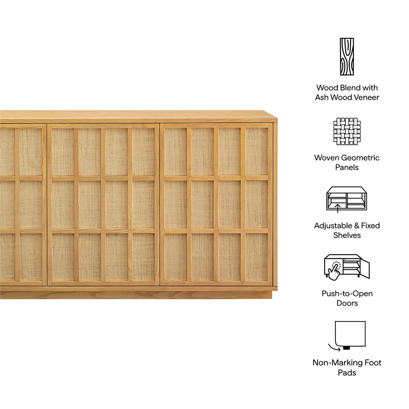Aiko 76 Inch Japandi Sideboard in Light Oak