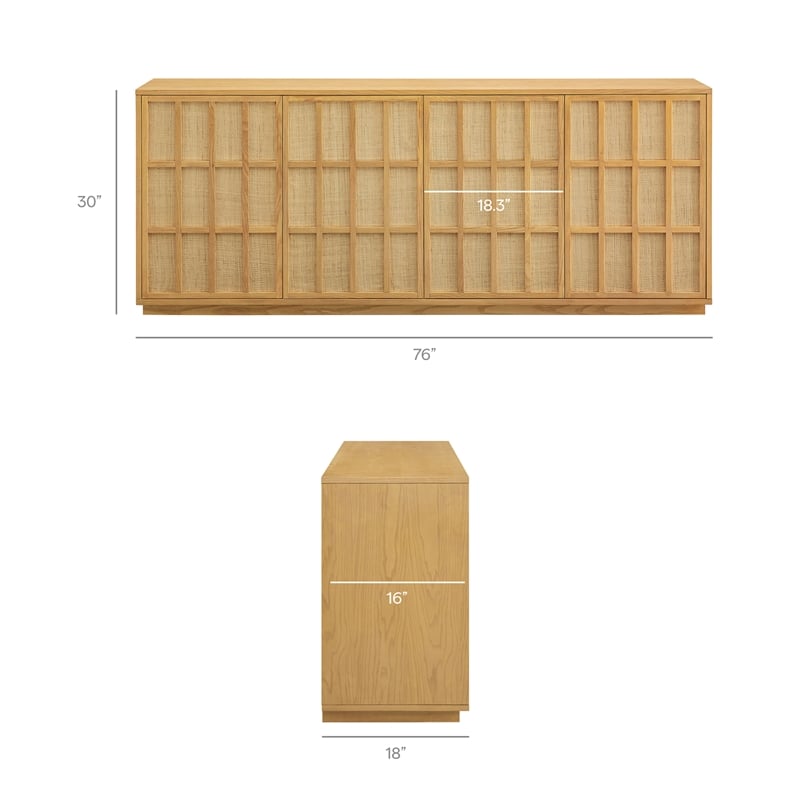 Aiko 76 Inch Japandi Sideboard in Light Oak