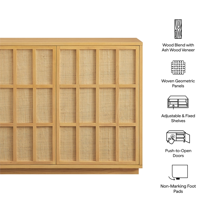 Aiko 39 Inch Japandi Accent Cabinet in Light Oak