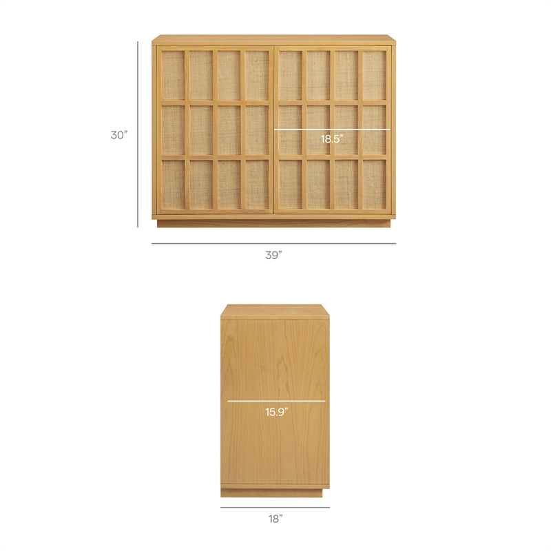 Aiko 39 Inch Japandi Accent Cabinet in Light Oak