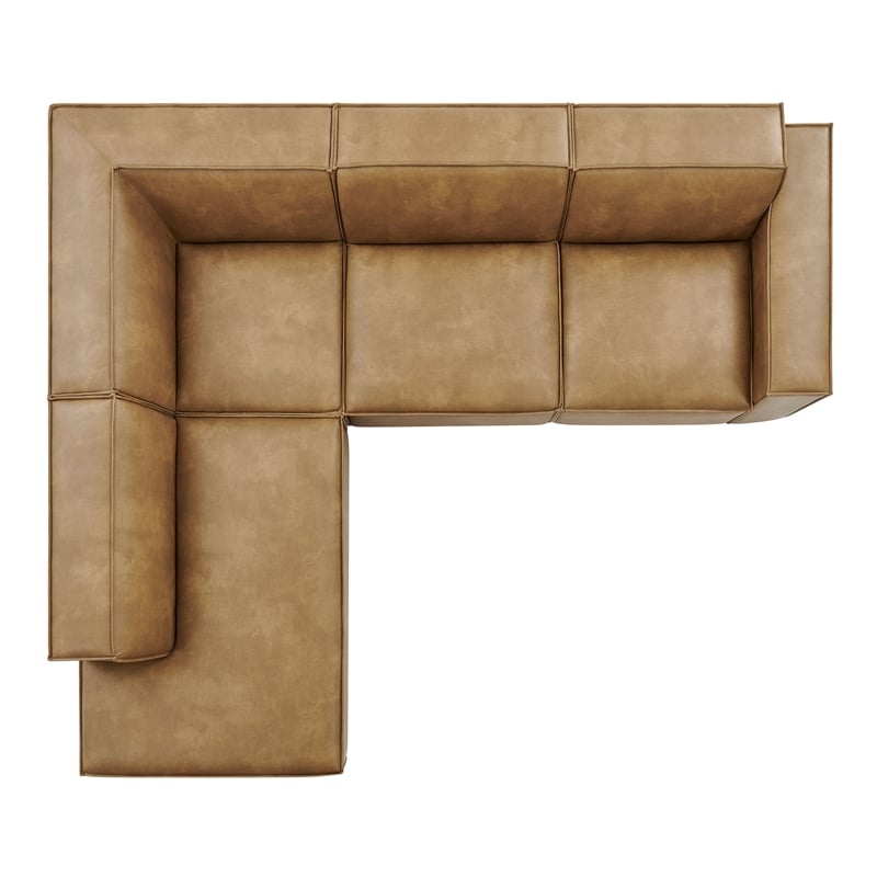 Restore 4-Piece Vegan Leather Modular L-Shaped Sofa in Toast